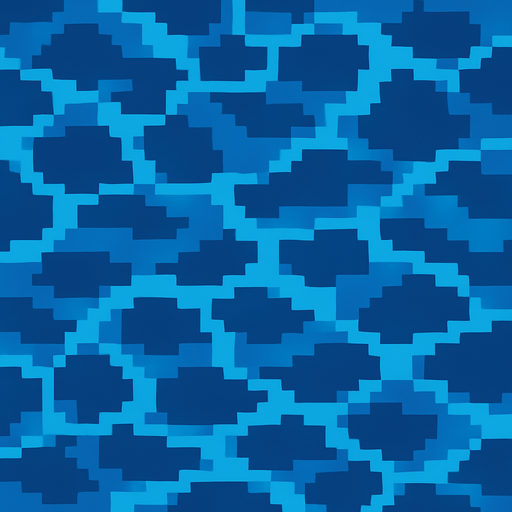 Make a 2d top-down flat image of pixelated water.
In-Game asset.  2d.  High contrast.  No shadows