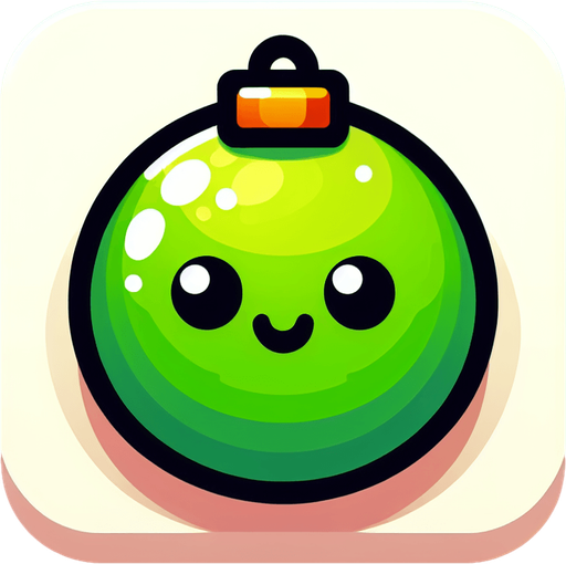 Perfectly square bright green Christmas decoration with cute happyy face. Cartoon style. Cute art style. Simple vector style. No Shadows.
Single Game Texture. In-Game asset. 2d. Blank background. High contrast. No shadows.