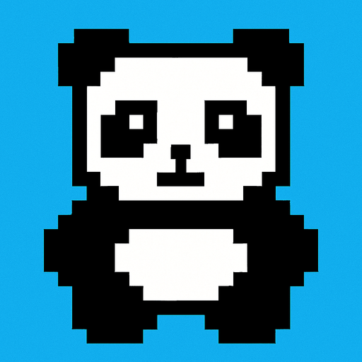 Panda 8bit.
In-Game asset.  2d.  High contrast.  No shadows