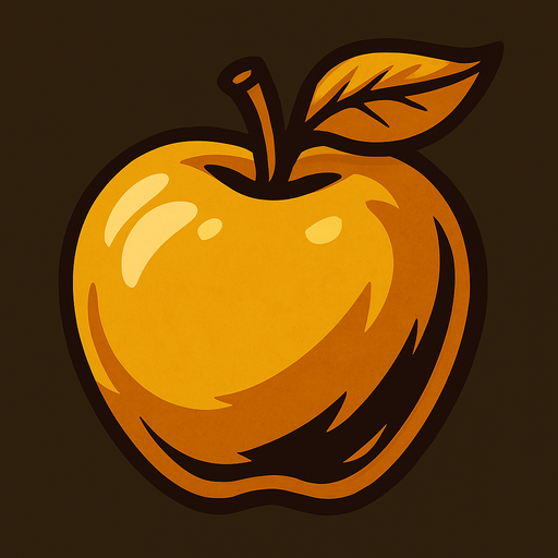 altın bir elma.
In-Game asset.  2d.  High contrast.  No shadows