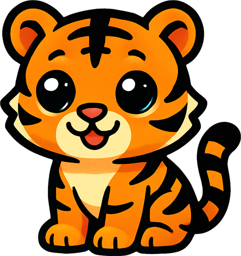 Cute tiger.
In-Game asset.  2d.  High contrast.  No shadows