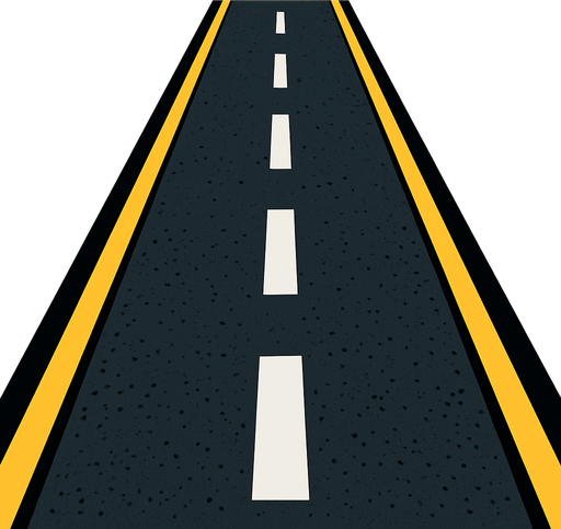 road çif şeritli düz yol.
In-Game asset.  2d.  High contrast.  No shadows