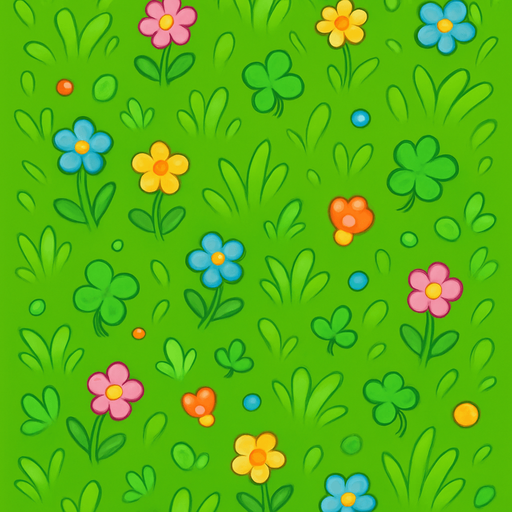 Create a cute fantasy grass field, top view, 2048x2732.
In-Game asset.  2d.  High contrast.  No shadows