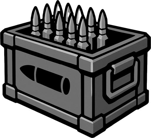 ammo box but gray.
In-Game asset.  2d.  High contrast.  No shadows