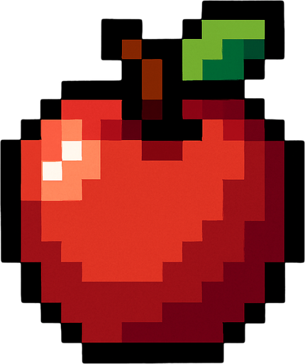 Make me a apple pixel 2d.
In-Game asset.  2d.  High contrast.  No shadows