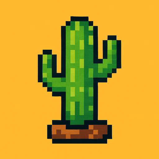 Make a 8-bit cactous.
In-Game asset.  2d.  High contrast.  No shadows