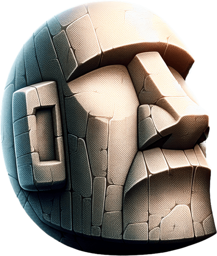una cabeza de moai redonda.
Single Game Texture.  In-Game asset.  2d.  Blank background.  High contrast.  No shadows