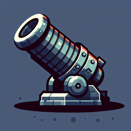 Type: 2D sprite (top-down or side view).
Style: Cartoonish or futuristic metallic cannon.
Animation: Slight recoil effect when shooting.
Size: Medium (fits at the bottom of the screen)..
Single Game Texture.  In-Game asset.  2d.  Blank background.  High contrast.  No shadows