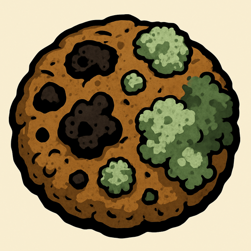 rotten cookie.
In-Game asset.  2d.  High contrast.  No shadows