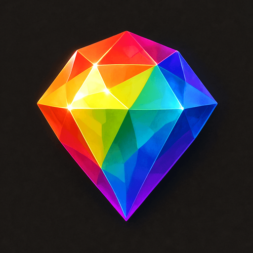 beautiful rainbow gem. realistic.
In-Game asset.  2d.  High contrast.  No shadows