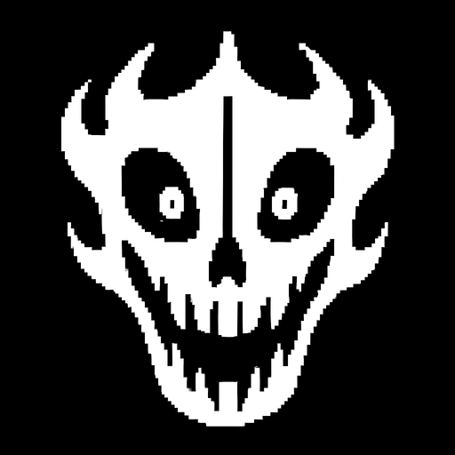 Flat staring gaster blaster Undertale.
In-Game asset.  2d.  High contrast.  No shadows