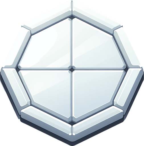 simple flat white hexagon tile with beveled borders.
Front view. Modern game style