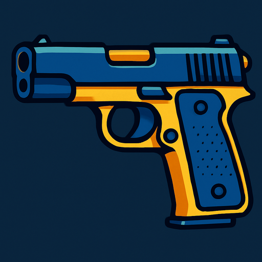 pistol.
In-Game asset.  2d.  High contrast.  No shadows