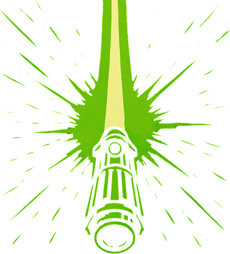 Ataque verde de Star wars mirada desde arriba llendo para adelante.
In-Game asset.  2d.  High contrast.  No shadows