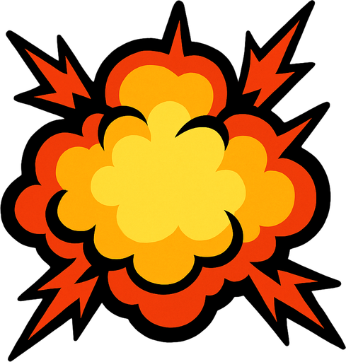 explosion look on top.
In-Game asset.  2d.  High contrast.  No shadows