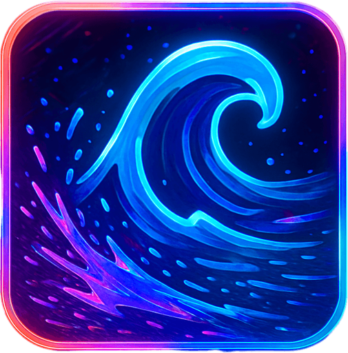 Ability icon 'Water flood' . cyberpunk. abstract. Futuer. different colors. HD colors