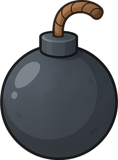Bomb
. No background. Transparent background. Blank background. No shadows. 2d. In-Game asset. flat
