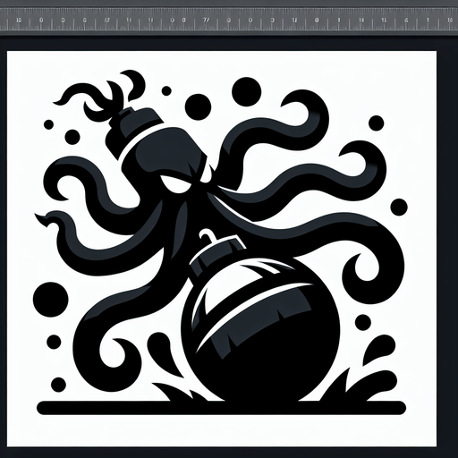 爆弾クラーケン.
Single Game Texture. In-Game asset. 2d. Blank background. High contrast. No shadows.