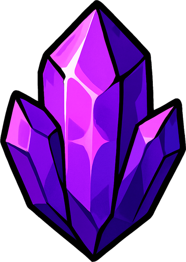 a purple crystal.
In-Game asset.  2d.  High contrast.  No shadows
