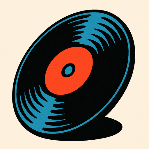 Disco de vinido en vista de 1/4.
In-Game asset.  2d.  High contrast.  No shadows