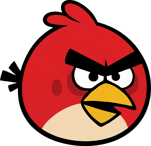 Angry Birds red little bird Red.
In-Game asset.  2d.  High contrast.  No shadows