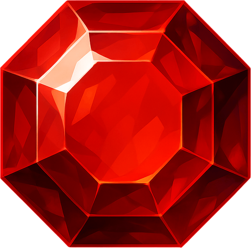 a red gem realistic.
In-Game asset.  2d.  High contrast.  No shadows