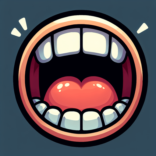 cartoon open mouth.
Single Game Texture.  In-Game asset.  2d.  Blank background.  High contrast.  No shadows