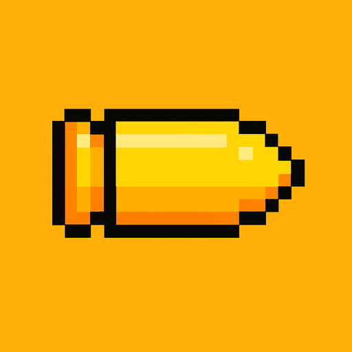 a bullet but yellow and pixel.
In-Game asset.  2d.  High contrast.  No shadows