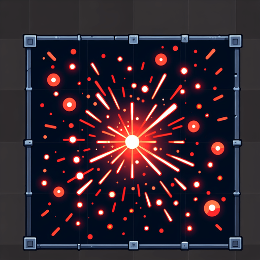 Красные маленькие искры.
Single Game Texture. In-Game asset. 2d. Blank background. High contrast. No shadows.