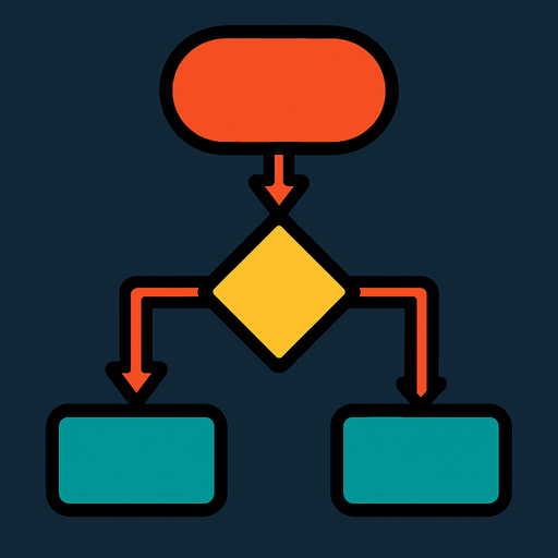 Flowchart.
In-Game asset.  2d.  High contrast.  No shadows