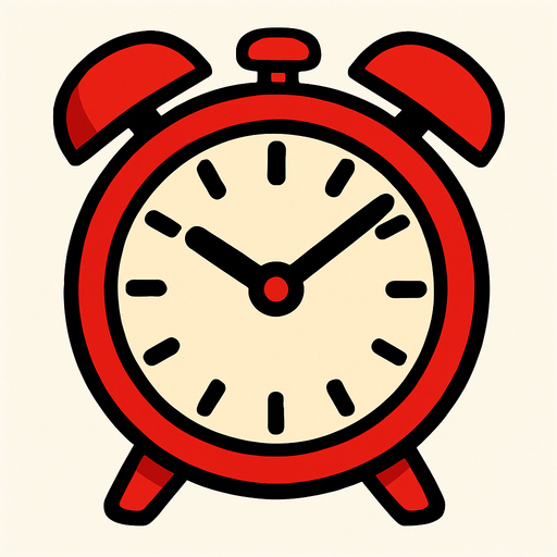 Red clock.
In-Game asset.  2d.  High contrast.  No shadows