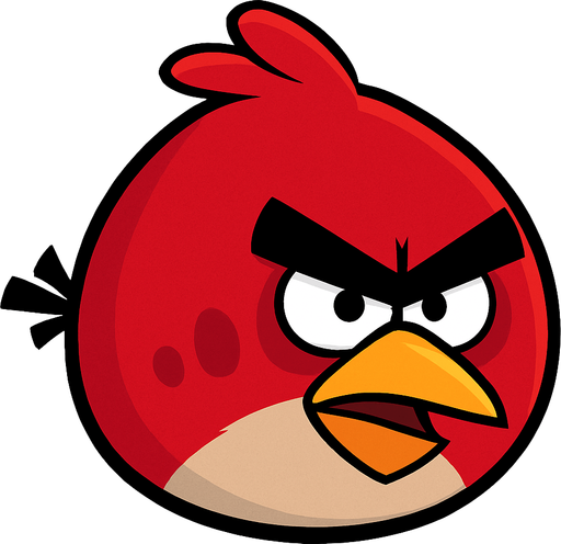 red angry bird transparan.
In-Game asset.  2d.  High contrast.  No shadows