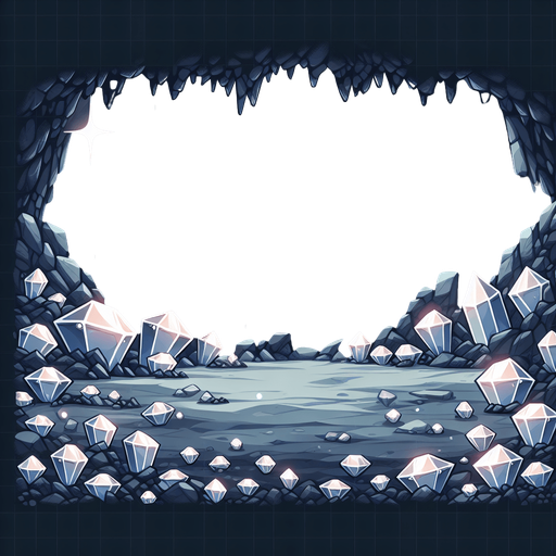 elmas dolu mağara.
Single Game Texture. In-Game asset. 2d. Blank background. High contrast. No shadows.