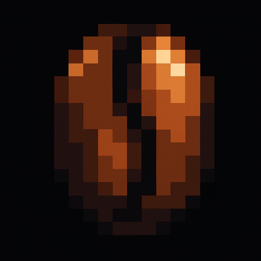 grano de caffe de pixeles.
In-Game asset.  2d.  High contrast.  No shadows