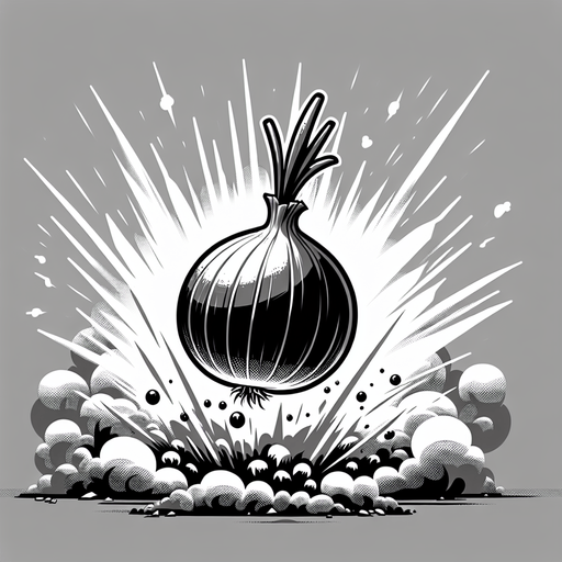 An onion exploding like a bomb.
Single Game Texture. In-Game asset. 2d. Blank background. High contrast. No shadows.