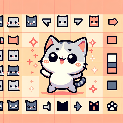 generate a cute cat image.
Single Game Texture.  In-Game asset.  2d.  Blank background.  High contrast.  No shadows