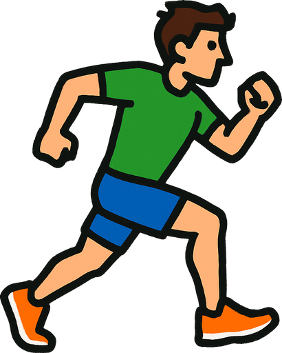 runner with a green shirt.
In-Game asset.  2d.  High contrast.  No shadows