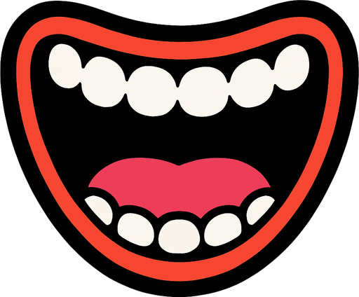 Open happy mouth with round teeth.
In-Game asset.  2d.  High contrast.  No shadows