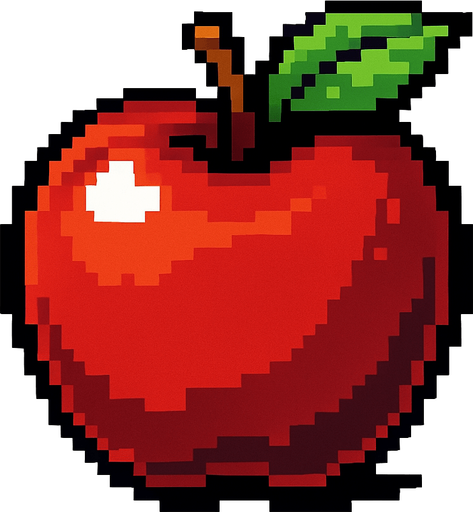 Quiero una manzana roja, en estilo 32 bits.
In-Game asset.  2d.  High contrast.  No shadows