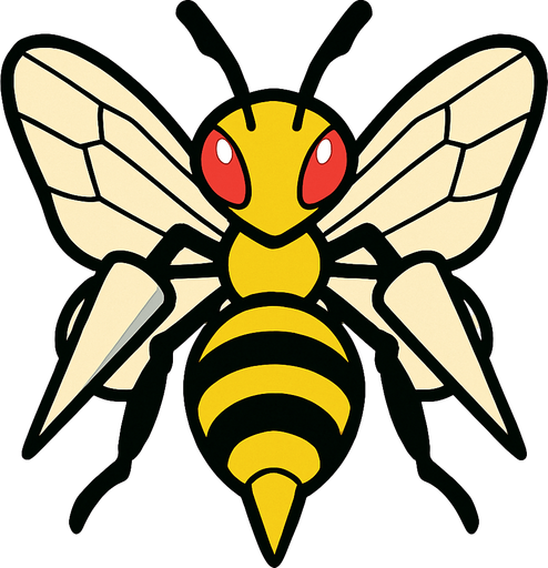 Beedrill visto desde arriba.
In-Game asset.  2d.  High contrast.  No shadows