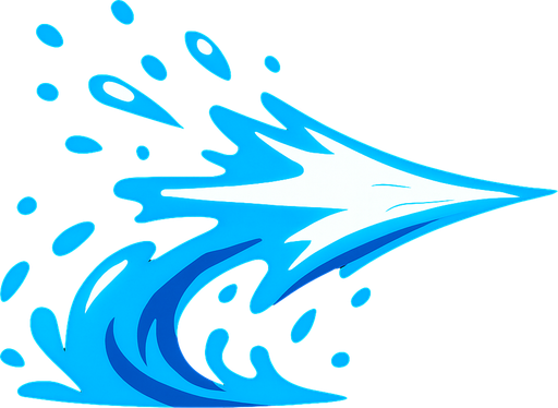 Water spraying forward
In-Game asset.  2d.  High contrast.  No shadows