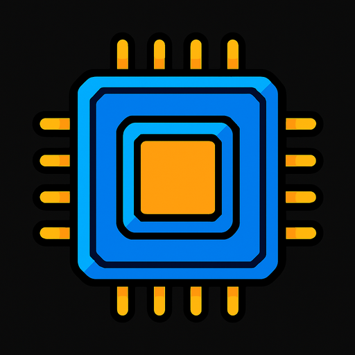 Computer chip.
In-Game asset.  2d.  High contrast.  No shadows