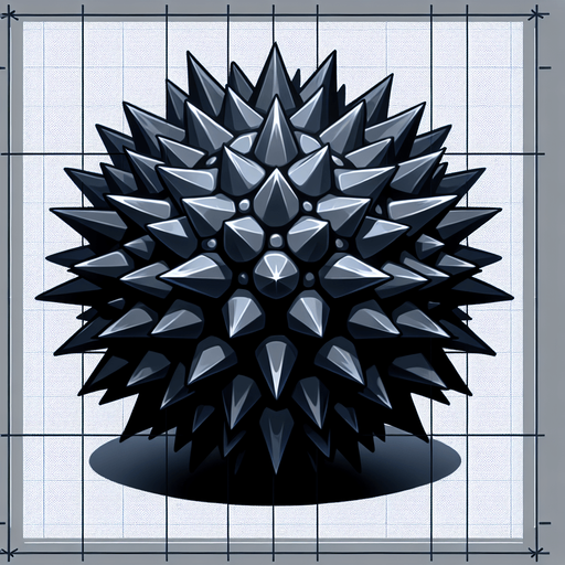 Una bola de pinchos.
Single Game Texture.  In-Game asset.  2d.  Blank background.  High contrast.  No shadows