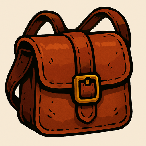 deri çanta.
In-Game asset.  2d.  High contrast.  No shadows