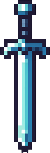 Espada pixelado.
Single Game Texture.  In-Game asset.  2d.  Blank background.  High contrast.  No shadows