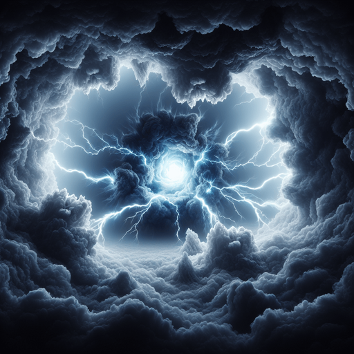 frame made of dark clouds, some blue sparks, it fill the complete screen, in the center is white only, on white background
