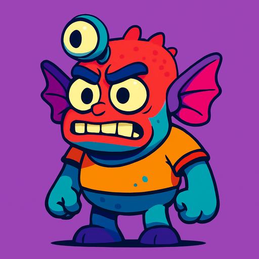 Garip bir oyun karakteri 3d pixar tarzı.
In-Game asset.  2d.  High contrast.  No shadows