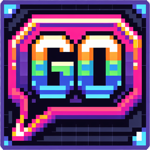pixel art speech bubble that says "Go" neon color.
Single Game Texture. In-Game asset. 2d. Blank background. High contrast. No shadows.