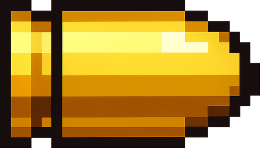 Genera una imagen de una bala pixel.
In-Game asset.  2d.  High contrast.  No shadows