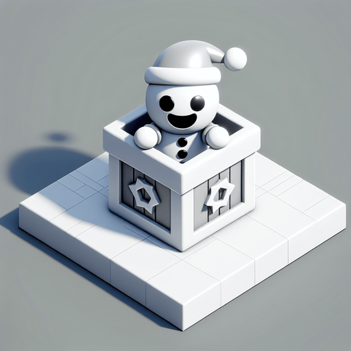a cute christmas jack in the box. plastic style. Single Game Texture. In-Game asset. 2d. Blank background. High contrast. No shadows.